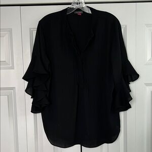 Vince Camuto Black Ruffle Sleeve Blouse